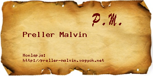 Preller Malvin névjegykártya